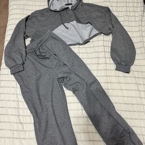SHEIN Heather Gray Hoodie / shrug and Joggers Set